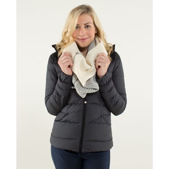 LULULEMON Falling Freely Neck Warmer Zipper Angel Wing Silver Grey Merino Wool - Picture 1 of 7